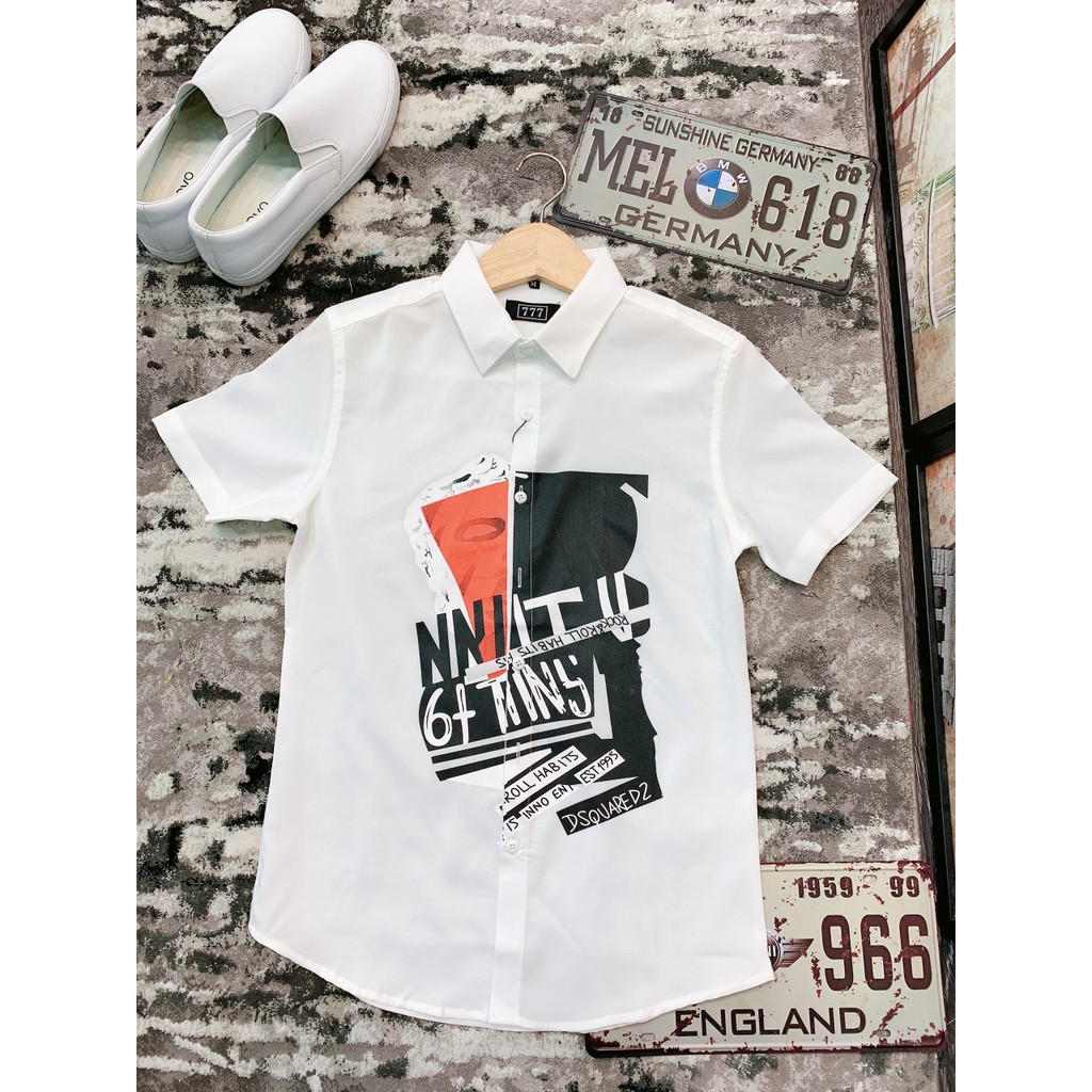 Áo sơ mi nam hàn quốc ngắn tay BBR họa tiết in nhiệt giá rẻ cao cấp AHFASHION | BigBuy360 - bigbuy360.vn