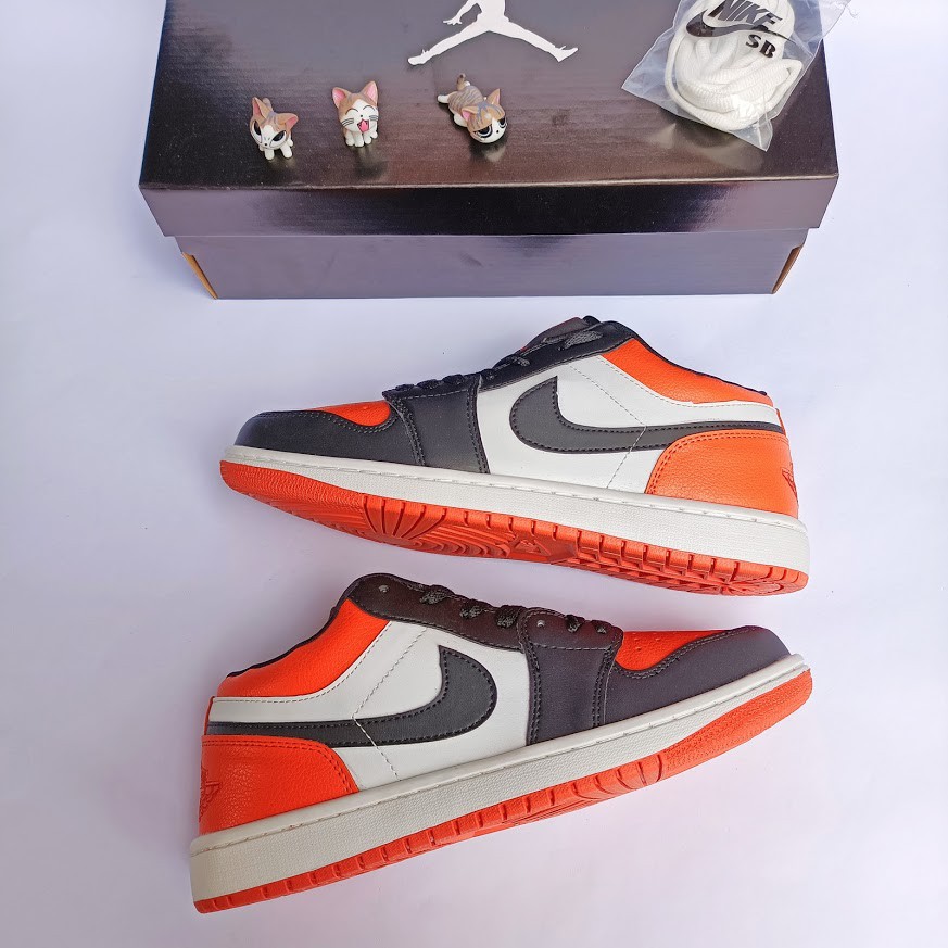 Giày Sneaker JD 1 màu cam đen Thấp cổ nam nữ full box bill