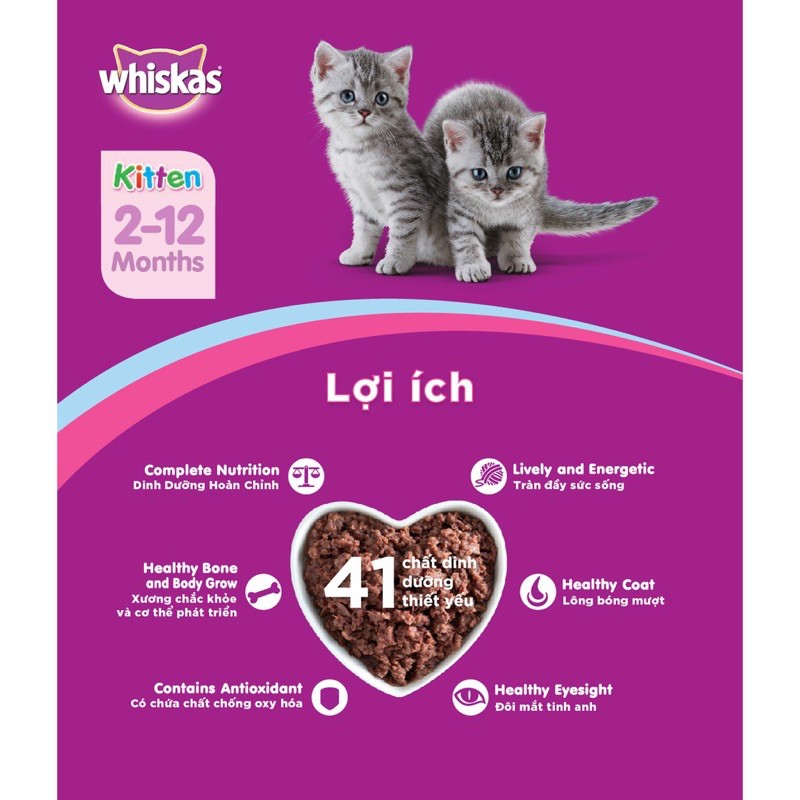 Pate WHISKAS cho Mèo con 2 vị - thùng 24 túi 85G - Thức ăn dinh dưỡng thú cưng Gogi MEOW MART