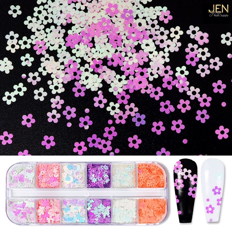 Sequin nhũ kim tuyến hoa và bướm-phụ kiện nail móng