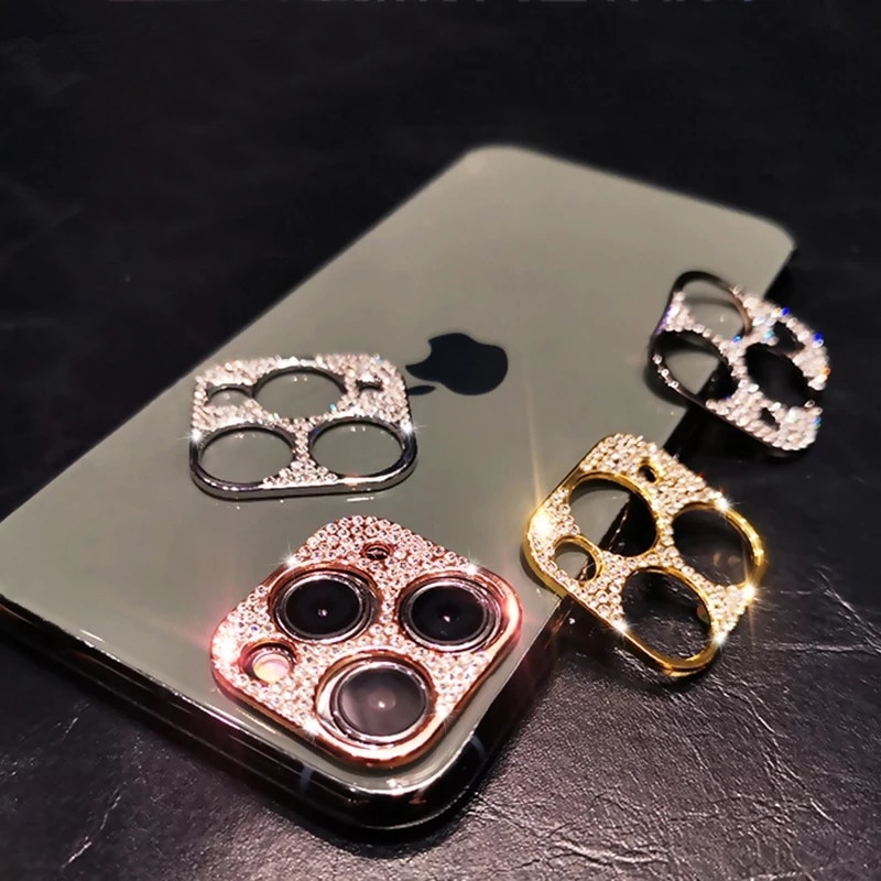 2pcs Ốp Điện Thoại Kim Loại Đính Đá Lấp Lánh Cho iPhone 13 12 11 14 Pro Max 12