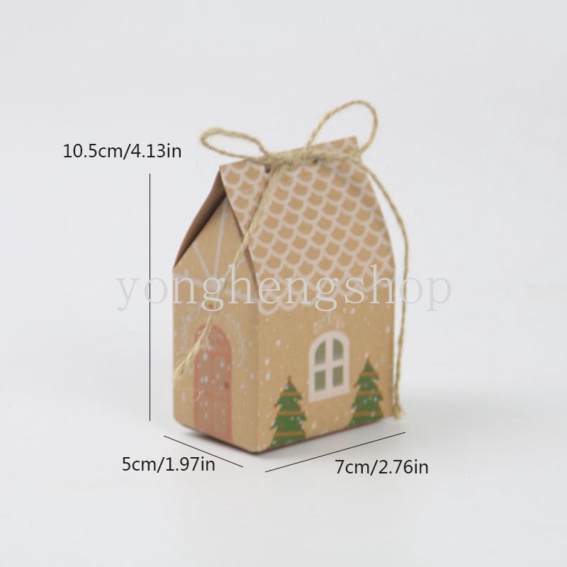 Set 10 Hộp carton Đựng Kẹo Hình Ngôi Nhà Giáng Sinh