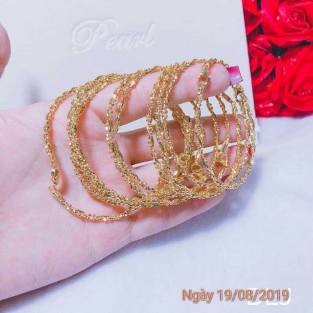 Kiềng tay bạc ý xi vàng