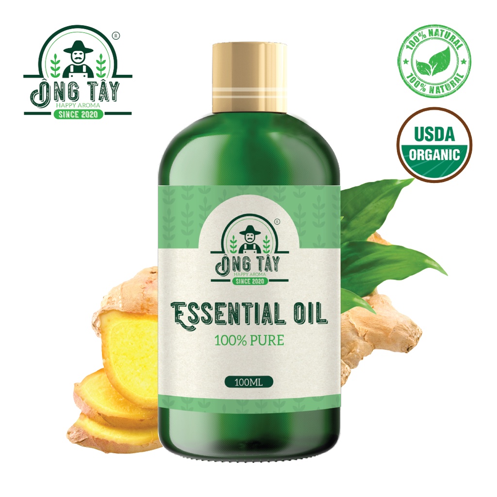 Tinh dầu hữu cơ Organic Gừng ÔNG TÂY mẫu thử 10ml/ 100ml/ 500ml/ 1L.
