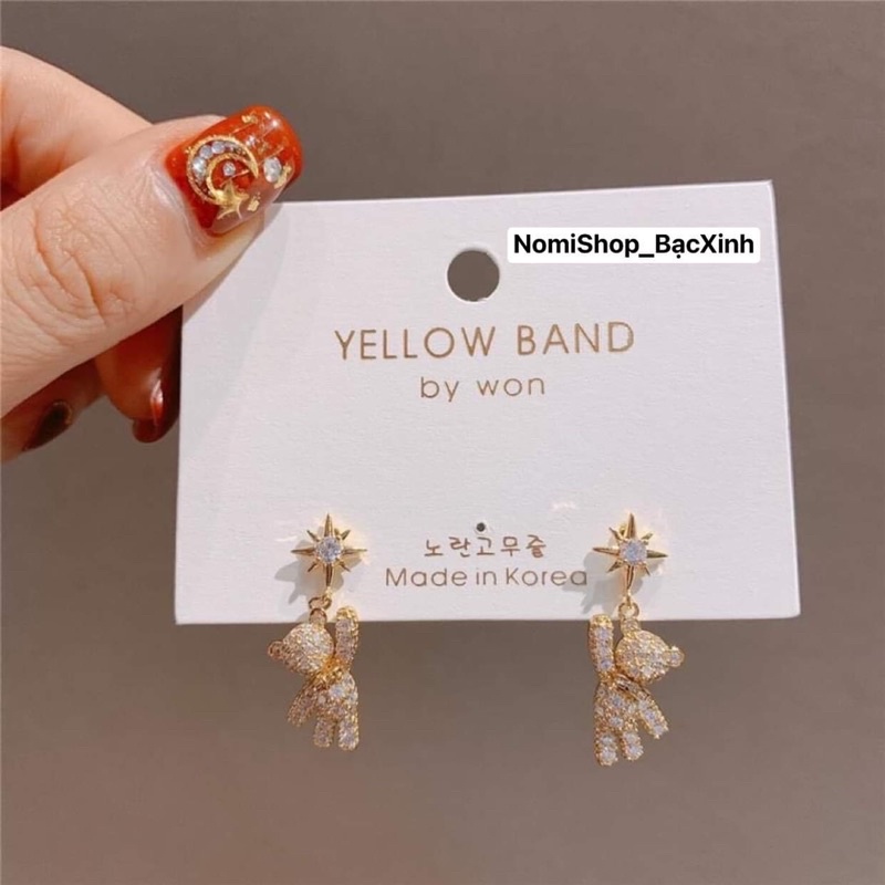 Bông tai gấu teddy bạc ta siêu xinh, thời trang độc đáo phong cách Mainomi Shop Bạc Xinh