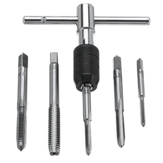 Metric Standard 6Pcs M3-M8 Tap Drill Set T Handle Ratchet Tap Wrench Machinist Tool With Screw Tap Hand Alloy Steel