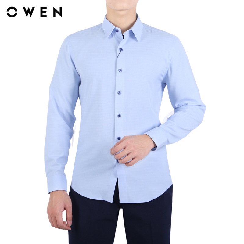 Áo sơ mi dài tay nam Owen Nano Slim Fit màu Xanh nhạt - AS23552D