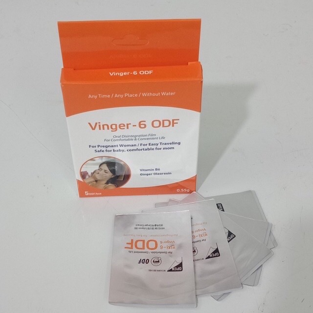 Vinger -6 ODF miếng ngậm giảm nghén, giảm nôn, giảm say tàu xe - Dành cho phụ nữ mang thai ( Chính hãng Hàn Quốc )