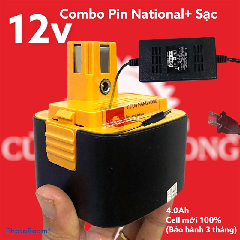 Pin.lion national 12v + Sạc 12,6  loại tốt