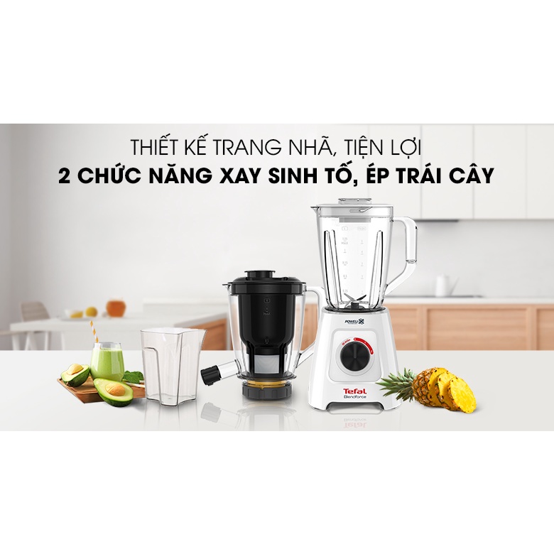 Máy Xay Sinh Tố, Ép Trái Cây Đa Năng 2 In 1 Tefal BL42Q166 - Hàng Chính Hãng (Bảo Hành Toàn Quốc 2 Năm)