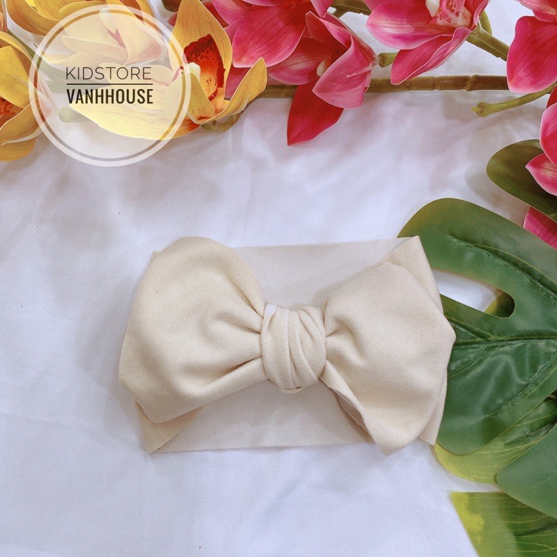 (Ảnh shop chụp thật ) Turban nơ nhung cao cấp cho bé gái (Loại mềm đẹp)