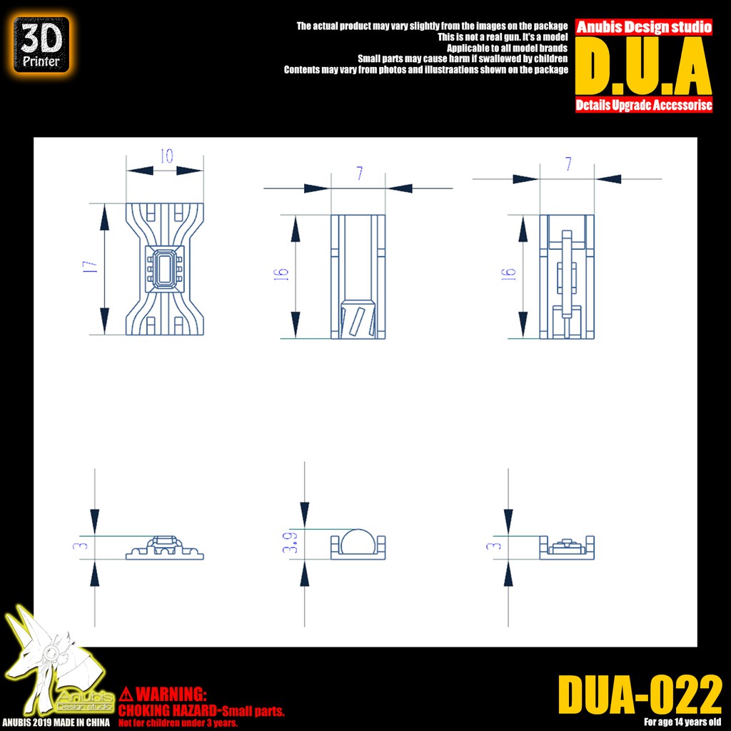 Phụ kiện mod ANUBIS - Chi tiết nhựa mô hình in 3D DUA022