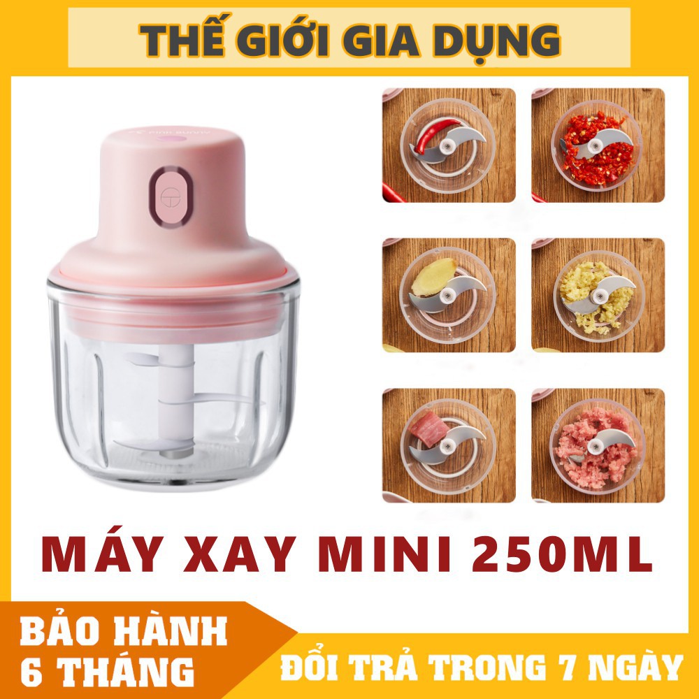 Máy Xay Mini Sạc Điện [ 𝒄𝒐́ 𝒔𝒂̣𝒄 𝑼𝑺𝑩 ] Nhỏ Gọn Tiện Ích Dễ Sử Dụng Xay Hành Tỏi Rau Củ Quả ,Dung tích 250ml