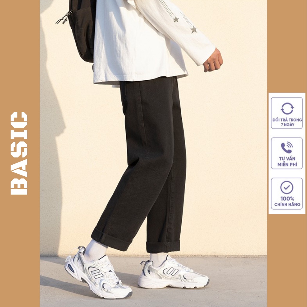 Quần jean nam baggy ống suông rộng BASIC vải bò jeans cao cấp unisex phong cách hàn quốc 2022 | BigBuy360 - bigbuy360.vn