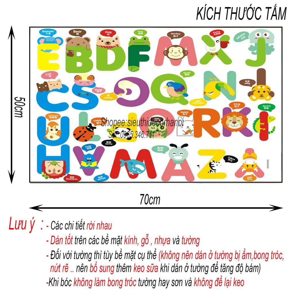 Decal dán tường Hình Các Con Vật Dán Tường Cho Bé . Đề can dán tường trang trí phòng ngủ