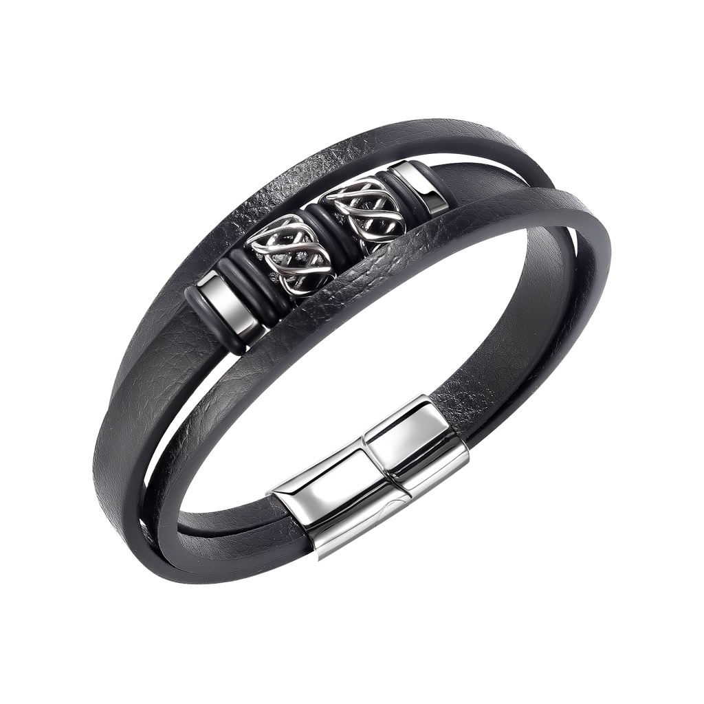 Vòng tay OPK PH1479 bằng da phối titan thời trang cho nam