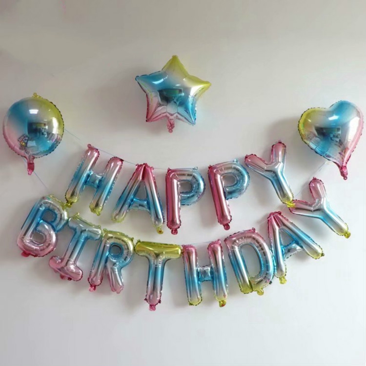 Bộ 5 bong bóng màu cầu vồng 18 inch để trang trí tiệc cưới