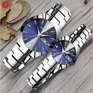 Đồng hồ đôi WLISTH Q353 cao cấp 38mm & 30mm (Mặt đen/ Mặt xanh) + Tặng hộp đựng đồng hồ thời trang & Pin
