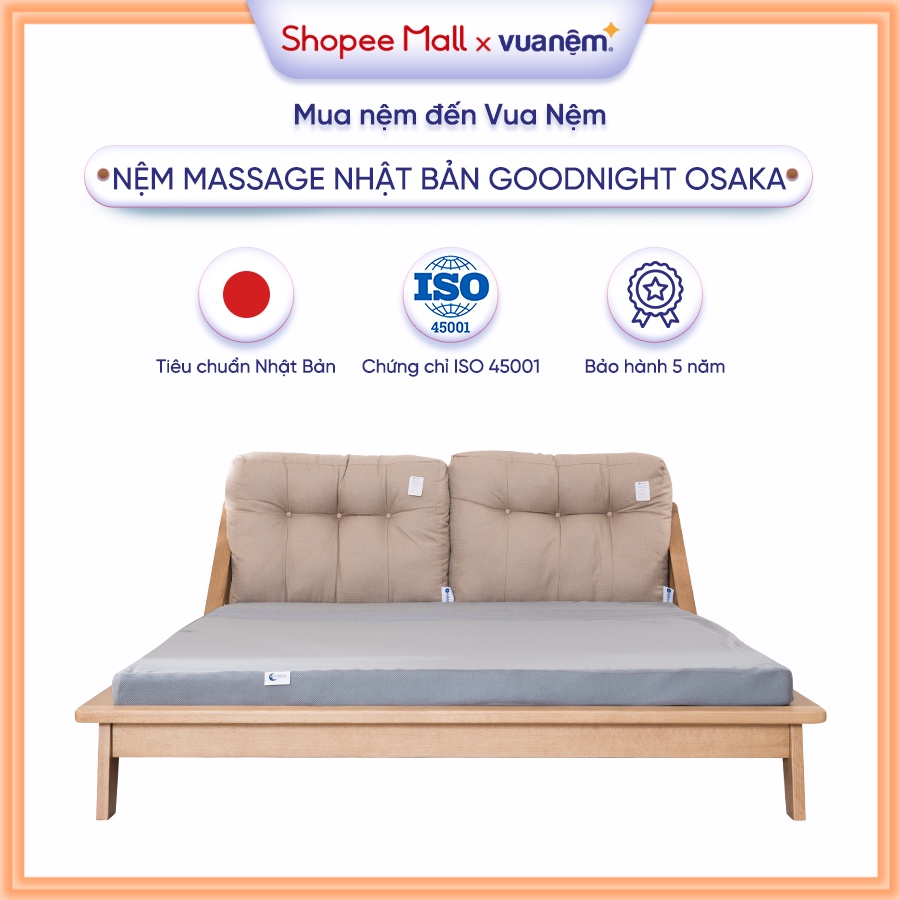 Nệm Massage Nhật Bản Goodnight Osaka cấu trúc lượn sóng hỗ trợ nâng đỡ cơ thể ổn định thoáng khí hàng chính hãng Vua Nệm