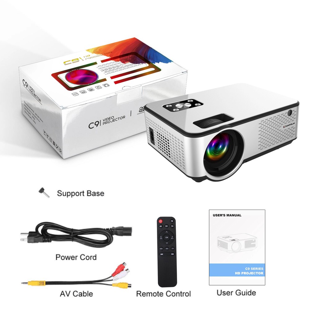 Máy chiếu mini android tivi box 6.0 projector Cheerlux C9 HD 1280x720, kết nối WIFI, Bluethooth, độ sáng 2800 lumens