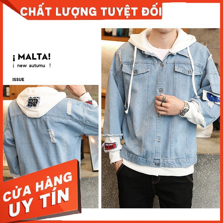 HÀNG NHẬP KHẨU -  Áo khoác jean nam có mũ đẹp chất TL512 Shop Thành Long chuyên áo khoác nam - Hàng Nhập Khẩu