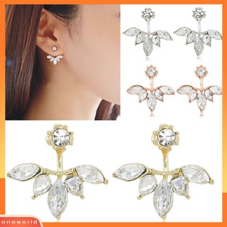 Hoa tai hình chiếc lá đính đá sang trọng cho nữ