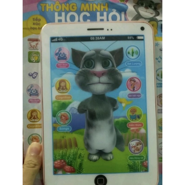 Đồ chơi Ipad mèo Tôm cảm ứng cho bé - máy to - màu hồng/xanh