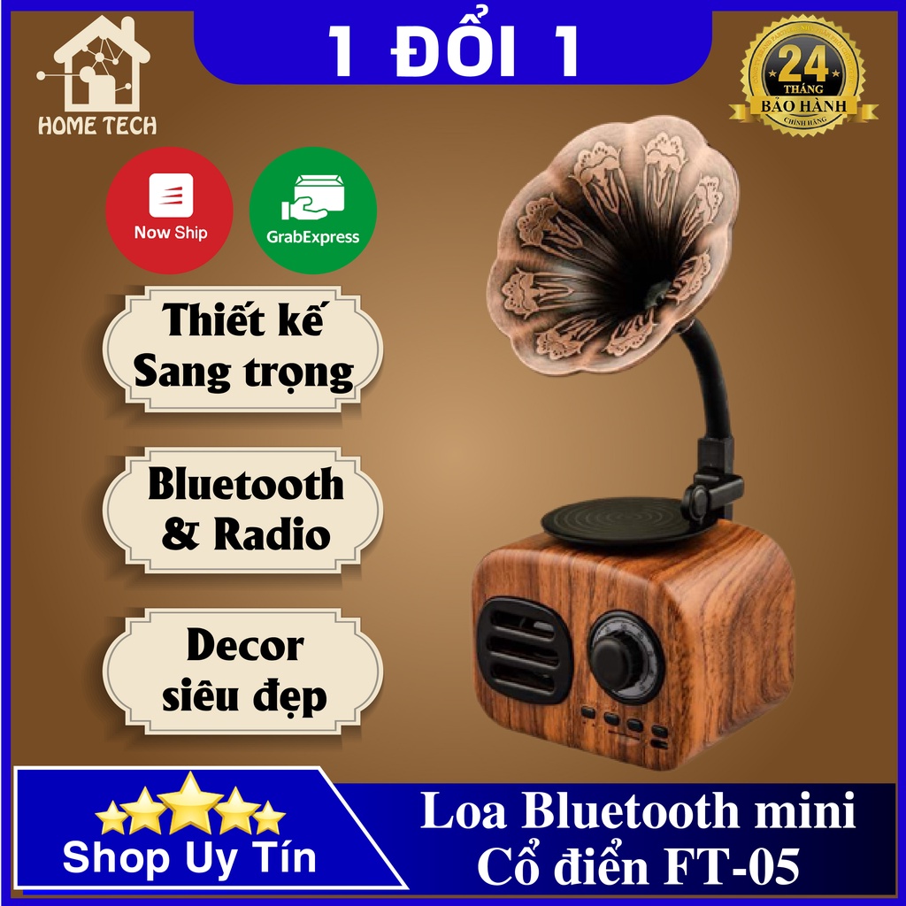 Loa Bluetooth Mini FT05 phong cách cổ điển classic style decor phòng, âm thanh siêu trầm, công suất 5W
