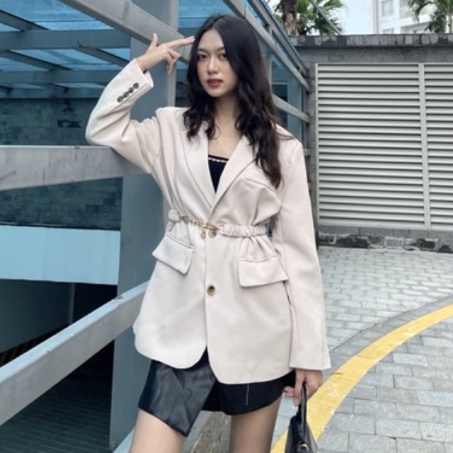 (Ảnh Thật) A888 Áo blazer kèm khăn và đai lưng thời trang Quảng Châu giá rẻ xịn so cao cấp ⚡️Áo vest khoác blazer