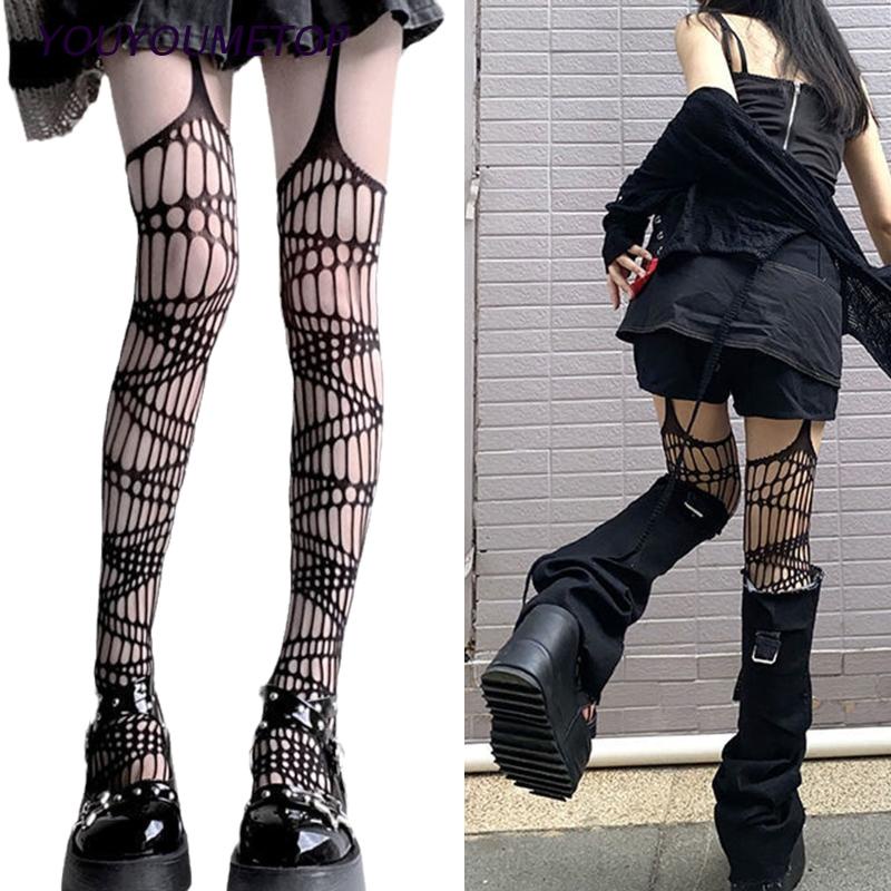 Quần tất lưới ren họa tiết kẻ sọc phong cách lolita gợi cảm dành cho nữ
