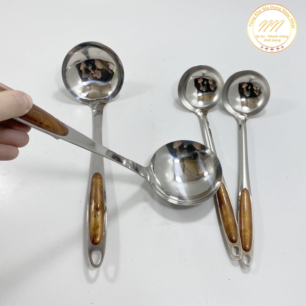 Muôi Múc Canh Inox Vân Gỗ - Muôi Múc Canh Inox Cao Cấp