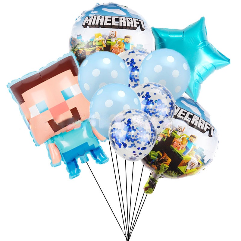 ROBLOX Set 10 Bong Bóng Lá Nhôm Hình Minecraft Dùng Trang Trí Tiệc Sinh Nhật/Làm Phụ Kiện Chụp Ảnh Cho Bé