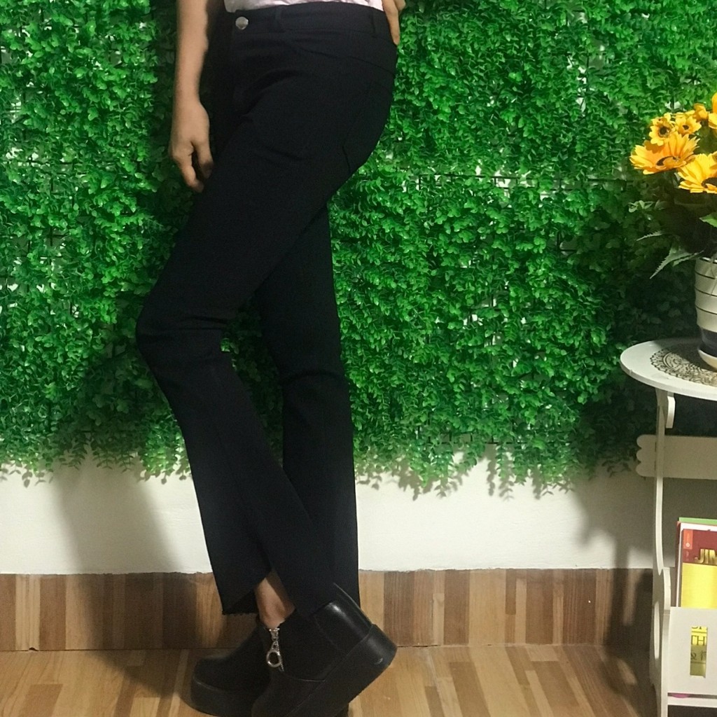 Quần Jean Ống Loe Đen Trơn-Quần bò ống loe xẻ gấu cá tính( ảnh+video thật)