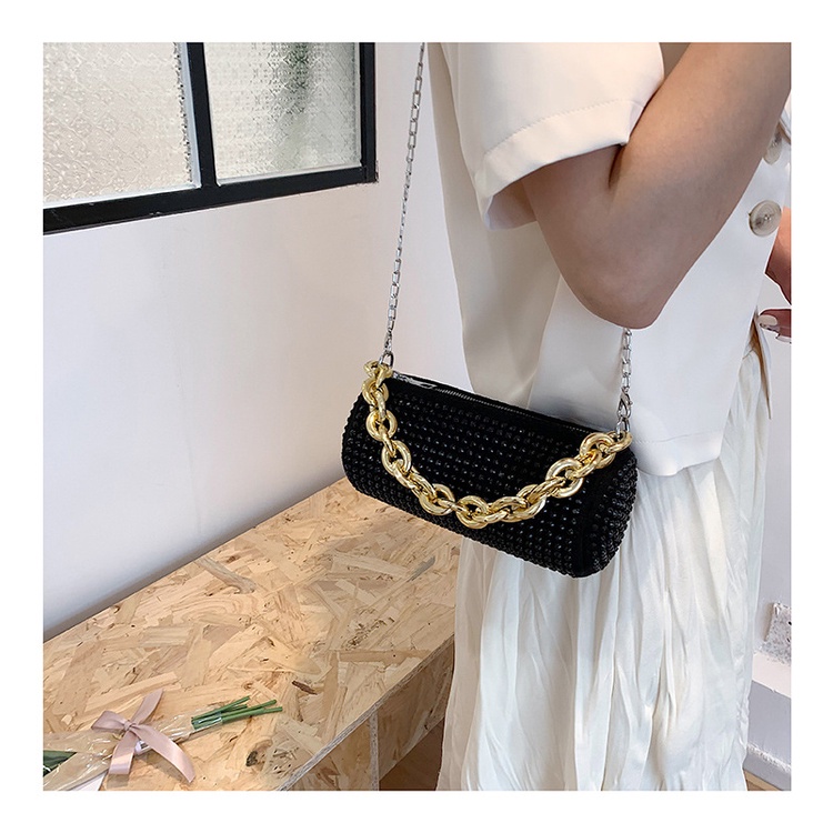 Túi JASMIN NOIR đeo chéo đính kim cương nhân tạo phối dây xích thời trang cho nữ