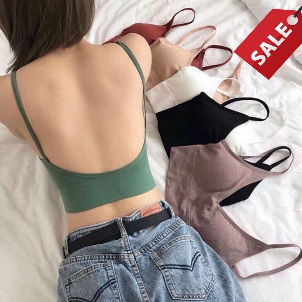 Áo bra nữ 2 dây hở lưng có miếng lót nâng ngực freesize thoải mái | BigBuy360 - bigbuy360.vn