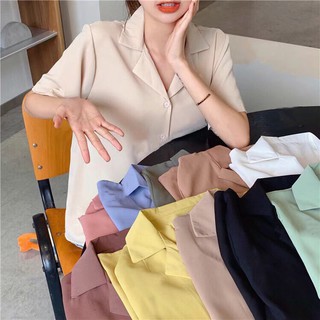 Áo Sơ Mi Nữ, Áo Cổ Vest Nữ Màu Trơn Quốc Dân Chất Đũi Phối Chân Váy Siêu Xinh Phong Cách Vintage