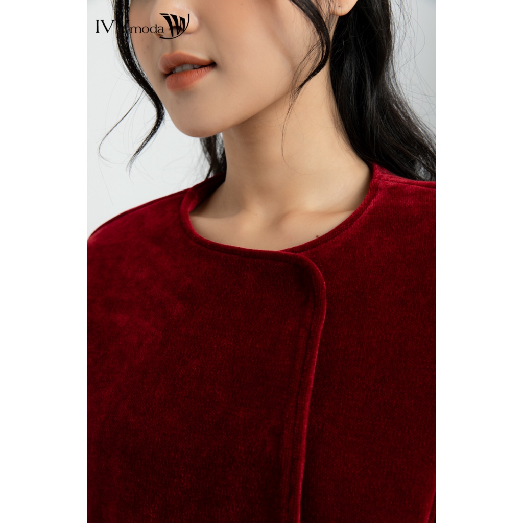 Áo khoác nhung nữ khuy bấm IVY moda MS 70M6250