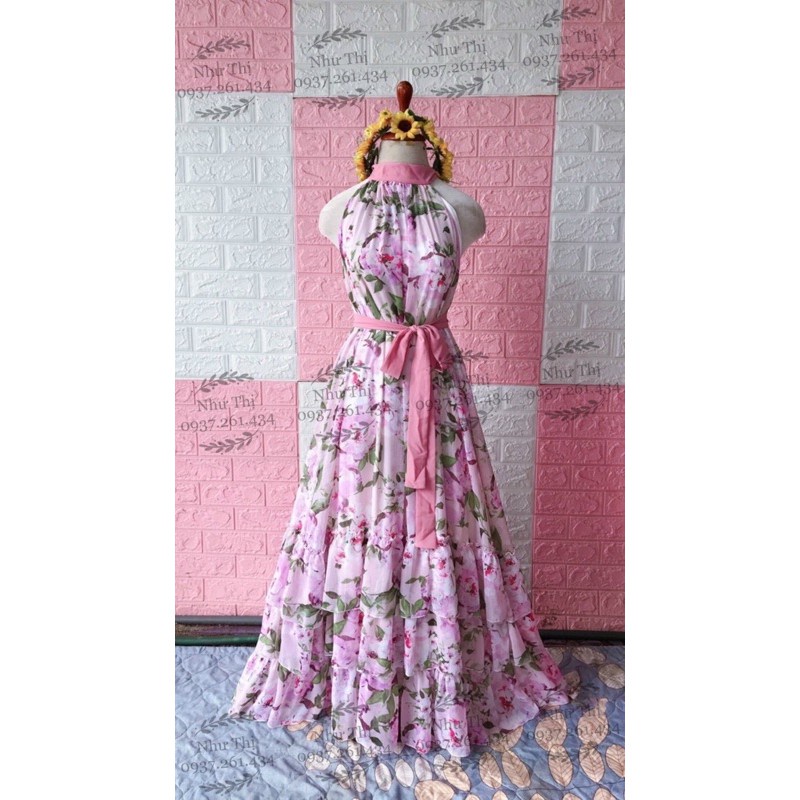 (miễn phí chỉnh váy) đầm maxi hoa yếm suông bầu bí người mập size to dạo phố đi biển du lịch nghỉ dưỡng VIP