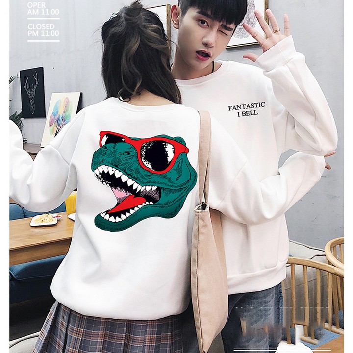 Áo sweater nam nữ in khủng long mặc đôi Noel phong cách Hàn Quốc 2019 hot 2019