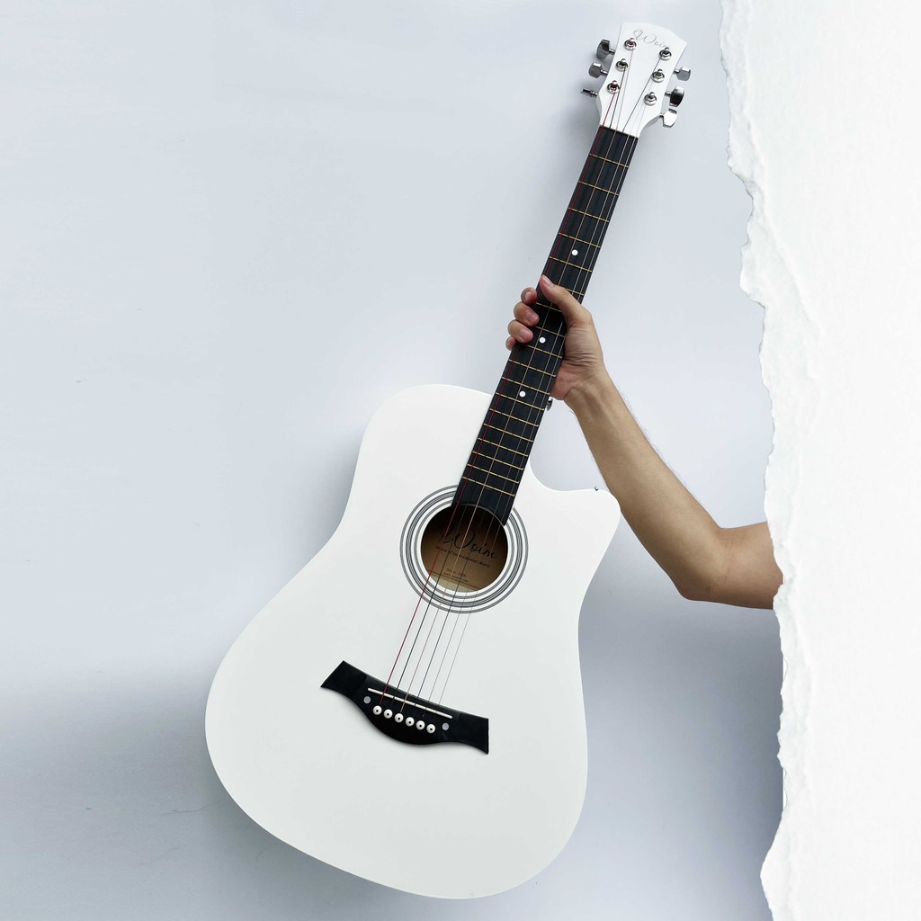 Đàn guitar dáng khuyết Woim màu trắng GU10