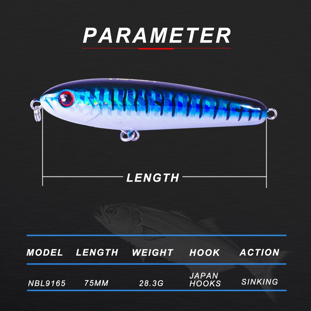 Mồi giả thu hút câu cá 75mm 28g NBL9165
