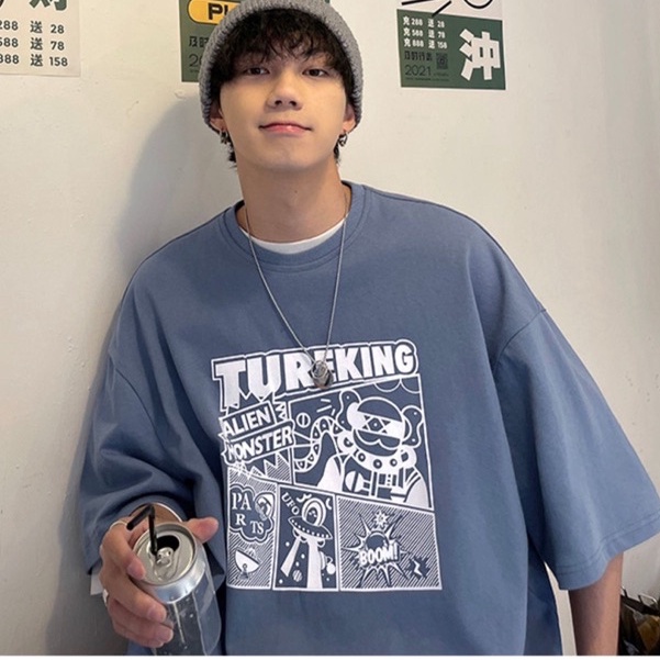 Áo thun tay lỡ nam nữ, áo phông shop cossi form rộng chất cotton in hình REKING