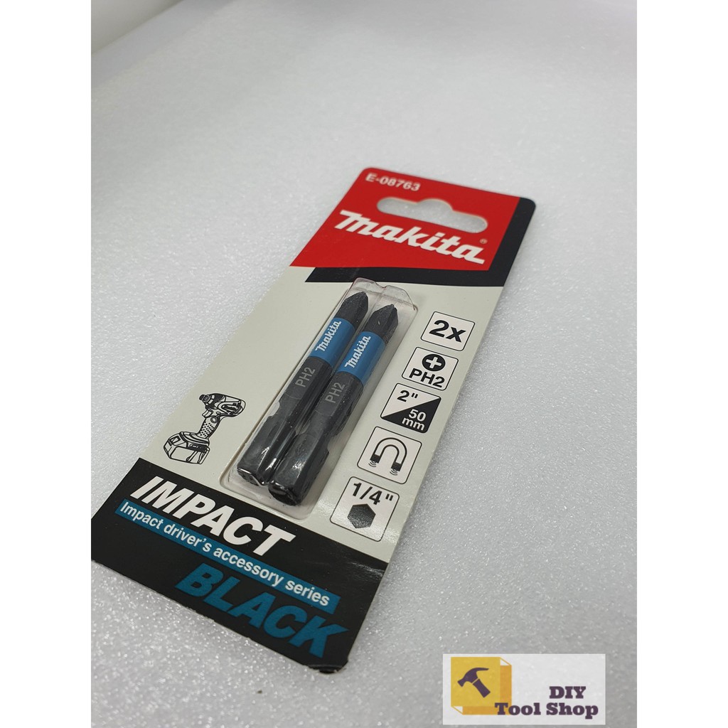 Bộ 2 Mũi Vít PH2 dài 50mm IMPACT BLACK MAKITA E-08763 chuôi lục giác - Chính Hãng
