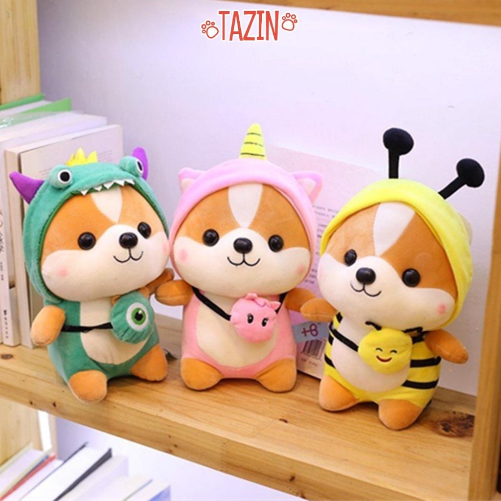 Gấu chó shiba cosplay, gấu bông chó shiba cosplay mini 25 cm cao cấp TAZIN