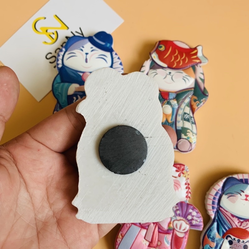 Nam châm tủ lạnh hình ảnh Mèo phong cách Nhật bản in 3D