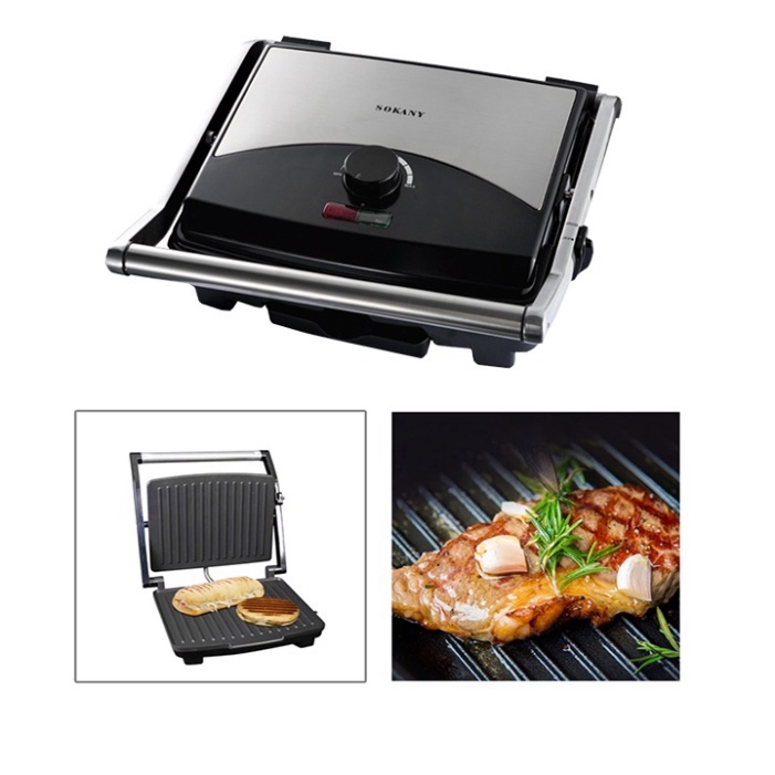 Máy nướng thịt bbq, kẹp bánh mì 2000W có chỉnh nhiệt SOKANY