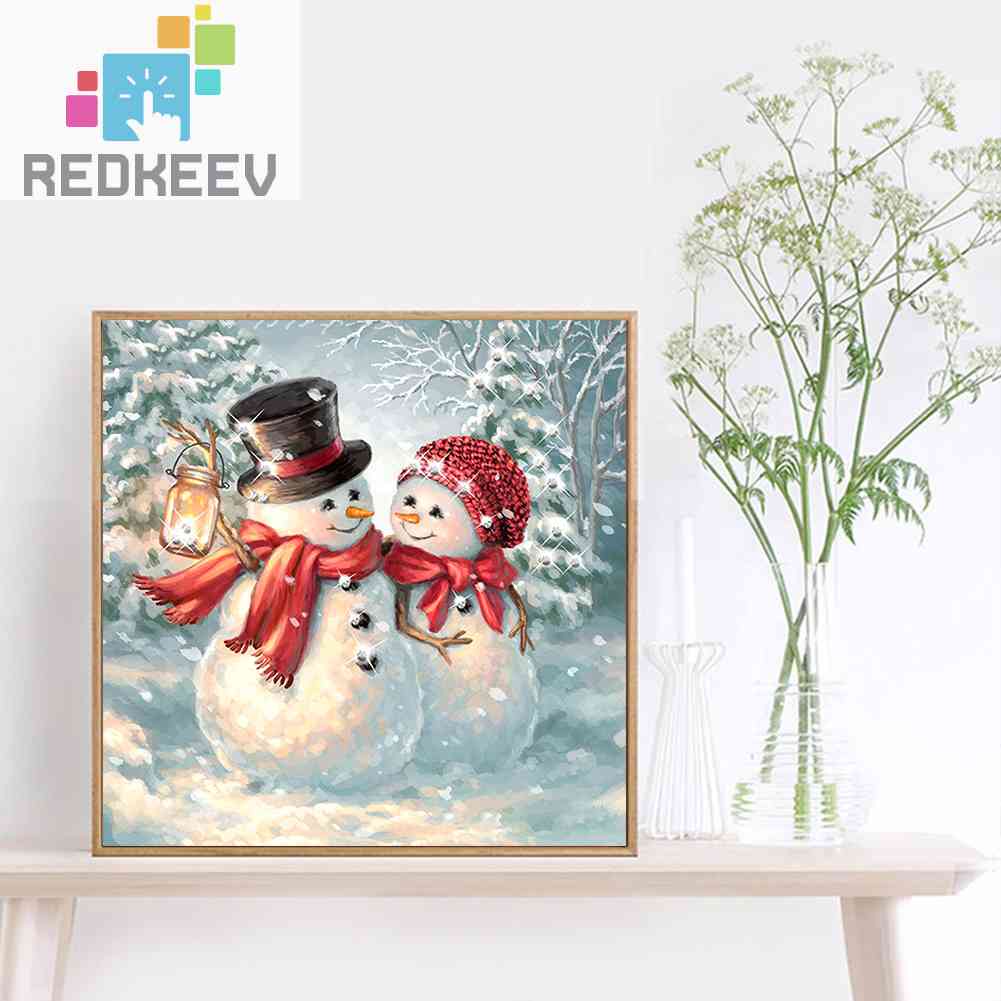 Bộ Tranh Đính Đá 5D Toàn Diện Họa Tiết Người Tuyết Giáng Sinh Độc Đáo DIY Dùng Trang Trí Nhà Cửa