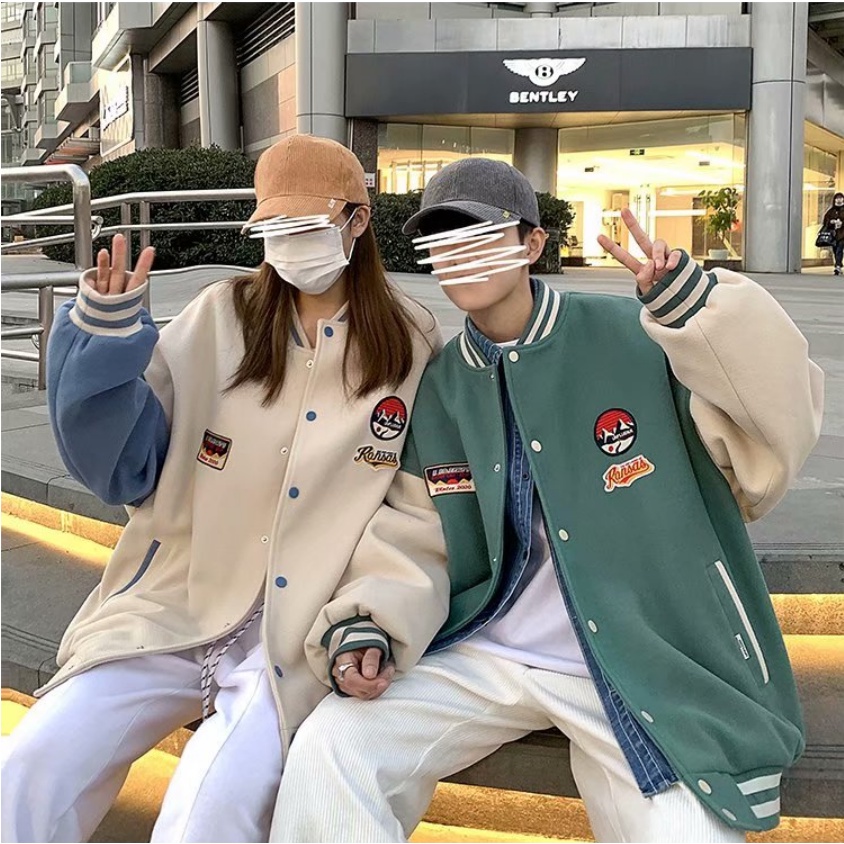 Áo Khoác Bóng Chày Dáng Rộng Màu Sắc Thời Trang Hàn Quốc Cho Nam