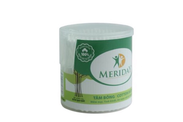 BÔNG BẠCH TUYẾT - Tăm Bông Meriday - 200 que hộp tròn dành cho người lớn