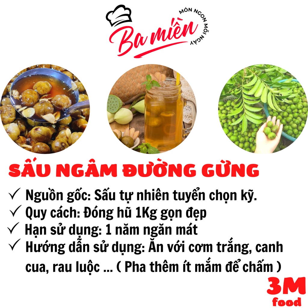 Sấu ngâm đường gừng hũ 1.2kg gọn đẹp  3M food Dr